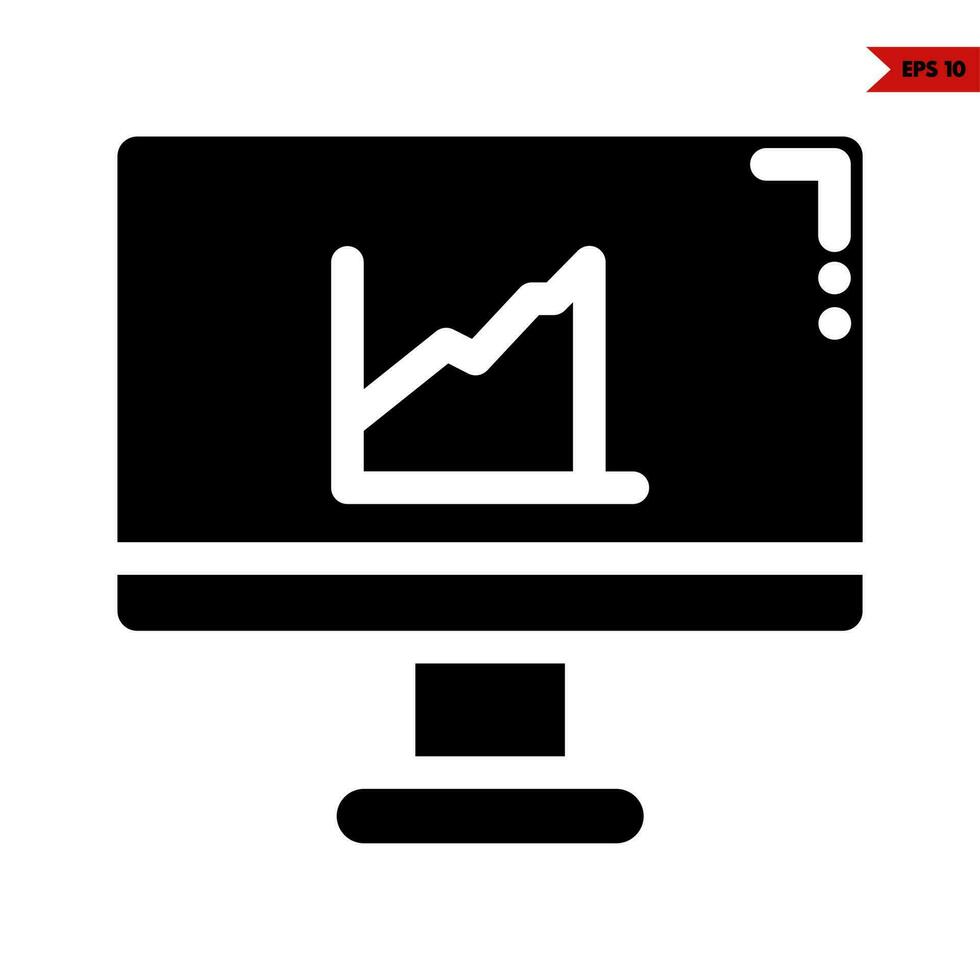 gráfico línea en monitor computadora glifo icono vector