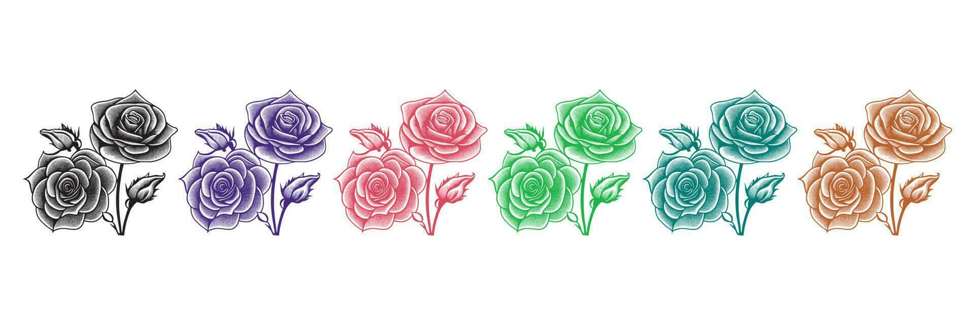 Roses hand drawn pencil sketch, coloring page, and book, Rose flower outline, illustration ink art. rose vector art.