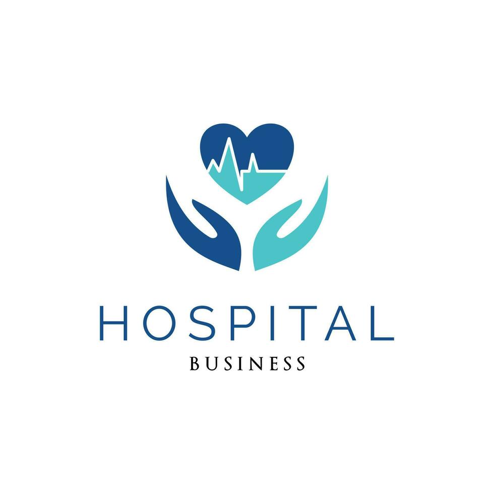 Love or Heart Pulse Hospital, Medical or Cross Plus Icon Logo Design Template vector