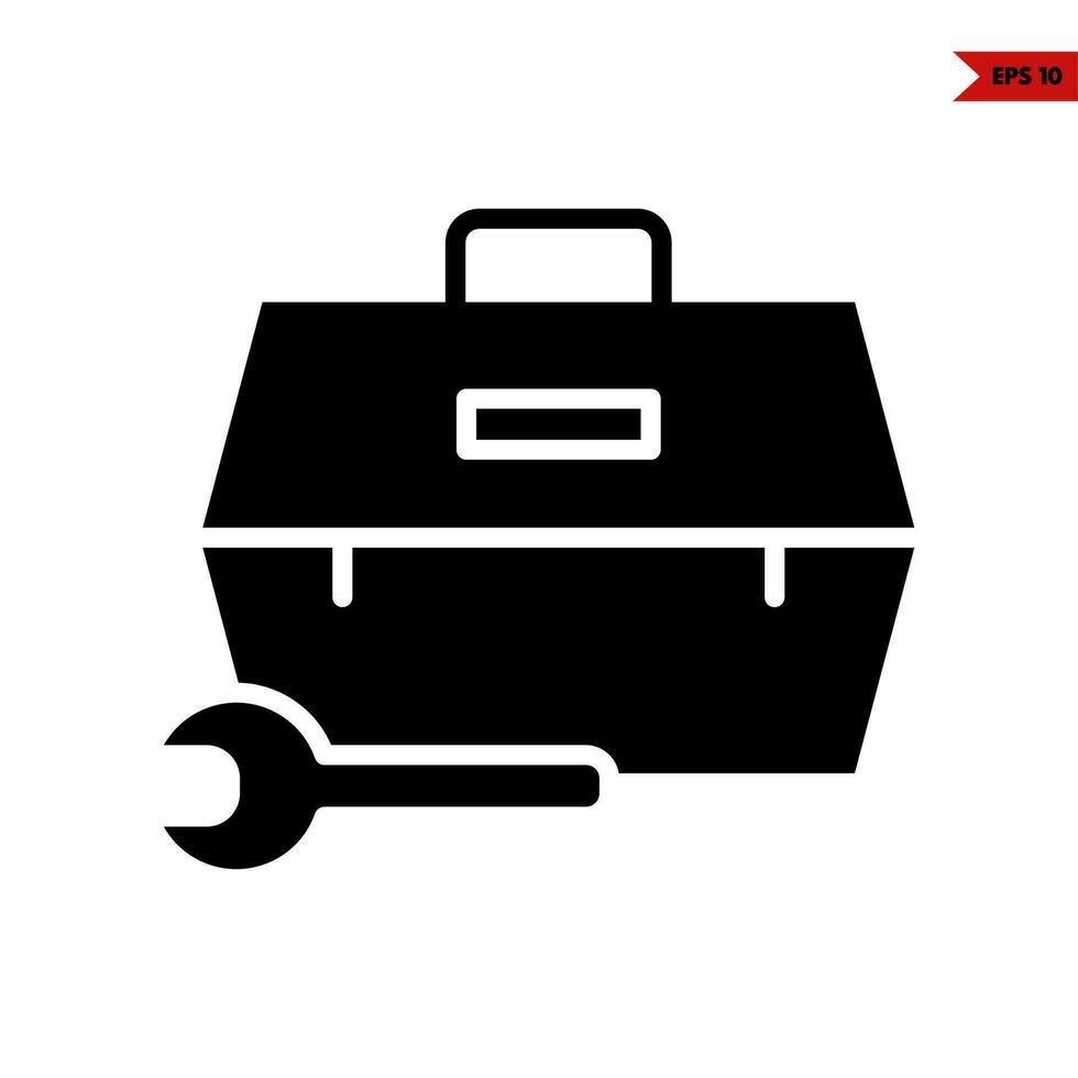 box tools construction with key tools glyph icon vector