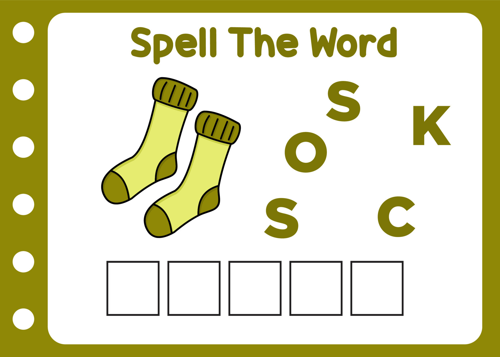 spell the word of socks. kids puzzle game 24128745 Vector Art at Vecteezy