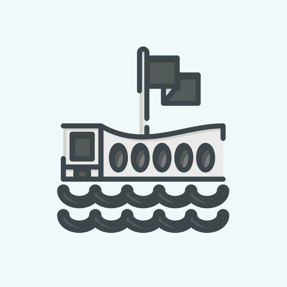 Icon USS Arizona Memorial. related to Hawaii symbol. doodle style. simple design editable. vector