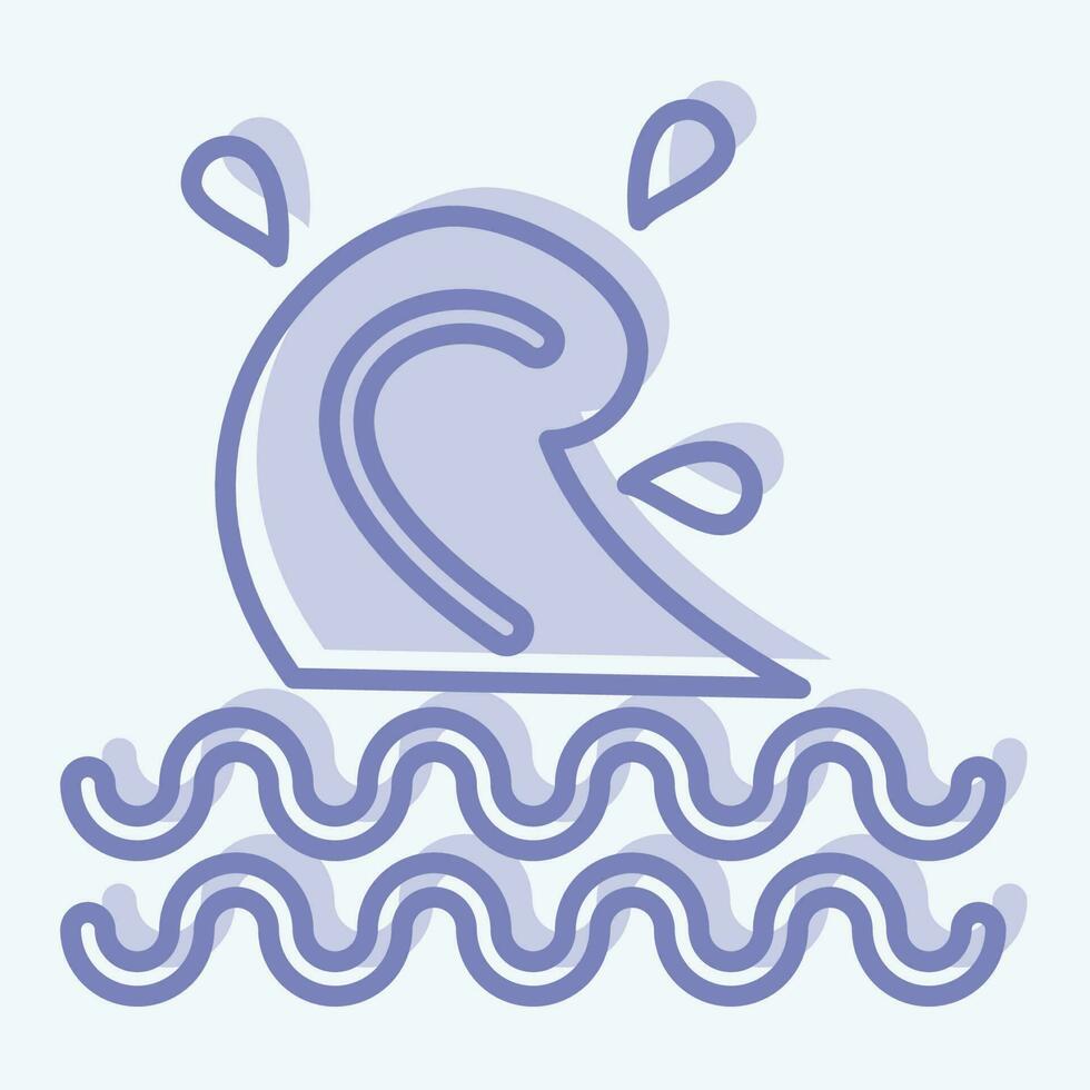 Icon Wave. related to Hawaii symbol. two tone style. simple design editable. vector