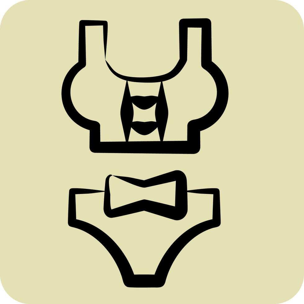 icono bikini. relacionado a Hawai símbolo. mano dibujado estilo. sencillo diseño editable. vector