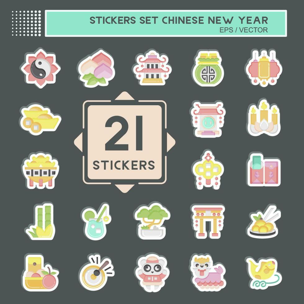 Sticker Set Chinese New Year. related to Education symbol. simple design editable vector