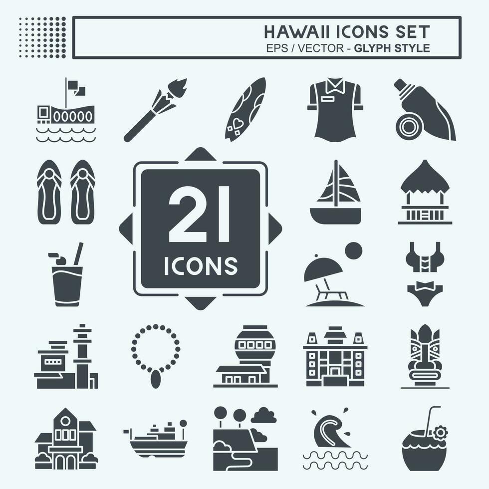 icono conjunto Hawai. relacionado a fiesta símbolo. glifo estilo. sencillo diseño editable. vector