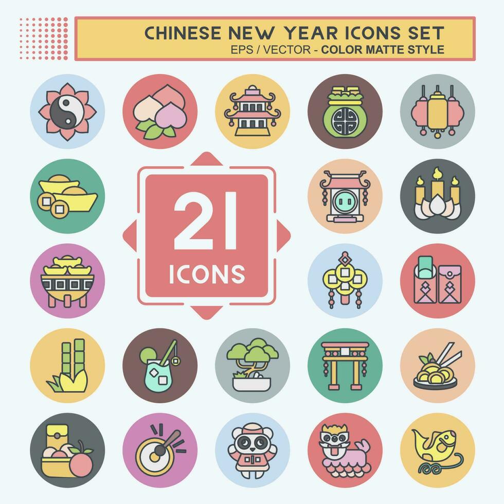 Icon Set Chinese New Year. related to Education symbol. color mate style. simple design editable vector