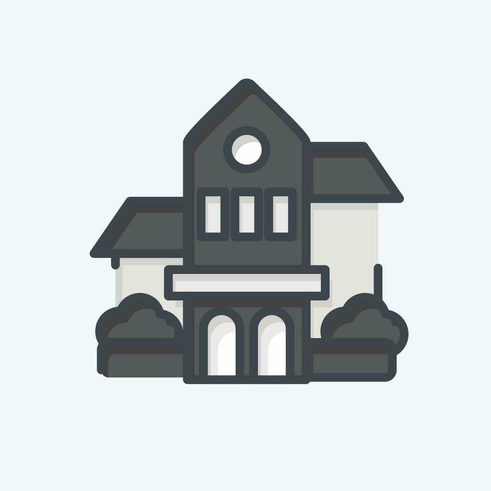 Icon Bishop Museum. related to Hawaii symbol. doodle style. simple design editable. vector