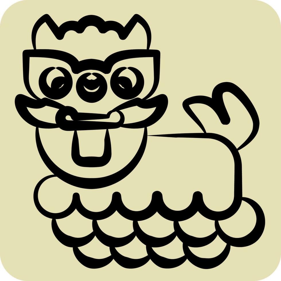 Icon Chinese Lion. related to Chinese New Year symbol. hand drawn style. simple design editable vector