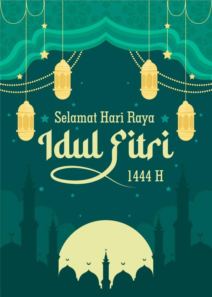 Eid al-fitr vector background. Islamic illustration for holiday background. Fit for banner, backdrop, greeting card, cover. Vector eps 10.