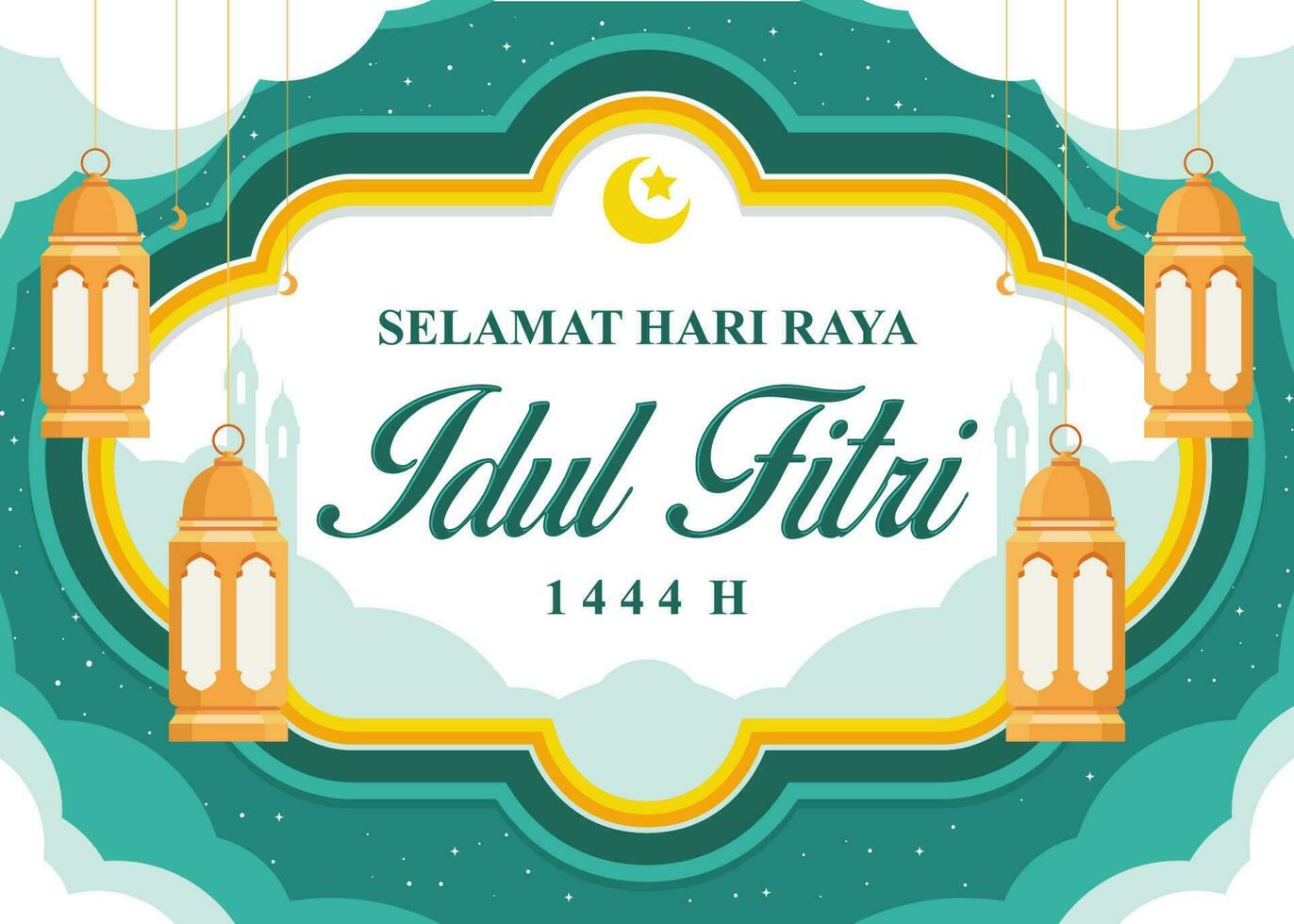 Eid al-fitr vector background. Islamic illustration for holiday background. Fit for banner, backdrop, greeting card, cover. Vector eps 10.