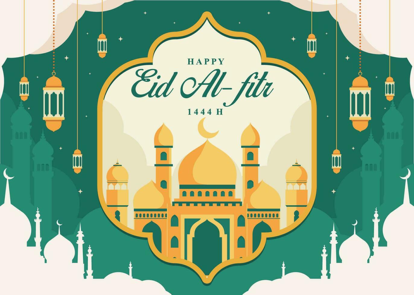 Eid al-fitr vector background. Islamic illustration for holiday background. Fit for banner, backdrop, greeting card, cover. Vector eps 10.