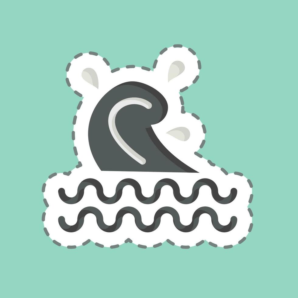 Sticker line cut Wave. related to Hawaii symbol. simple design editable. vector