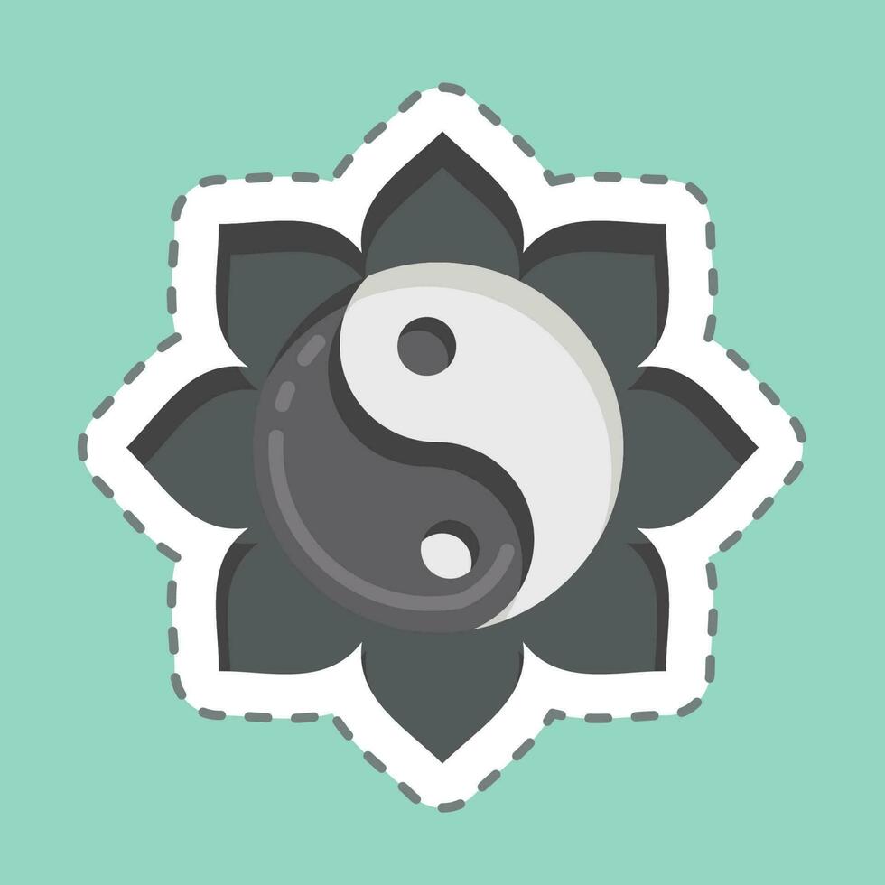 Sticker line cut Yin Yang. related to Chinese New Year symbol. simple design editable vector