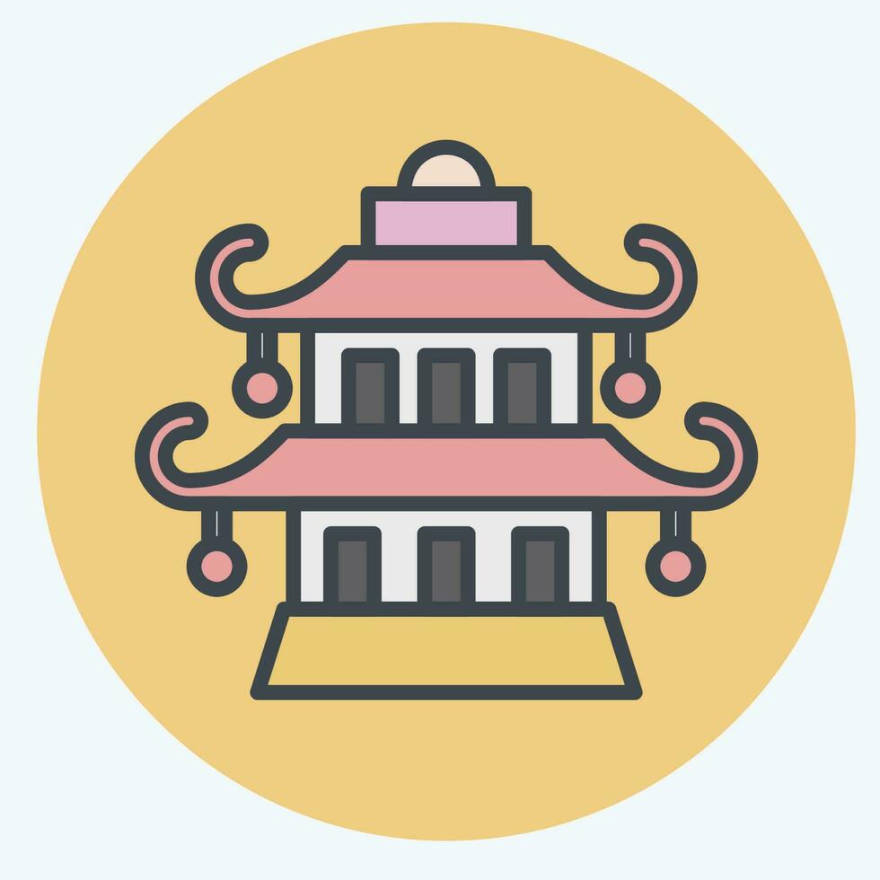 Icon Pagoda. related to Chinese New Year symbol. color mate style. simple design editable vector