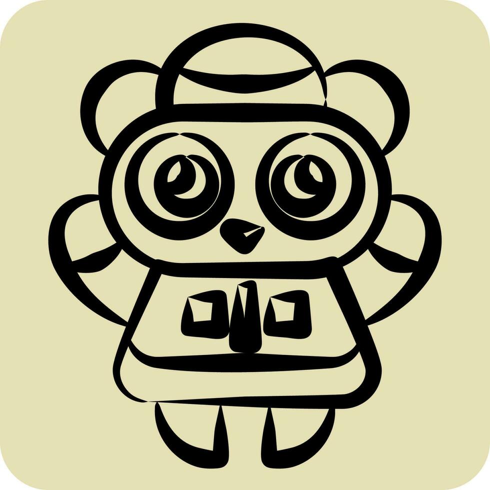 Icon Panda. related to Chinese New Year symbol. hand drawn style. simple design editable vector