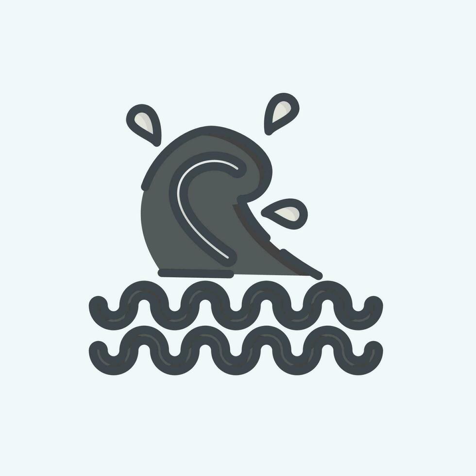 Icon Wave. related to Hawaii symbol. doodle style. simple design editable. vector