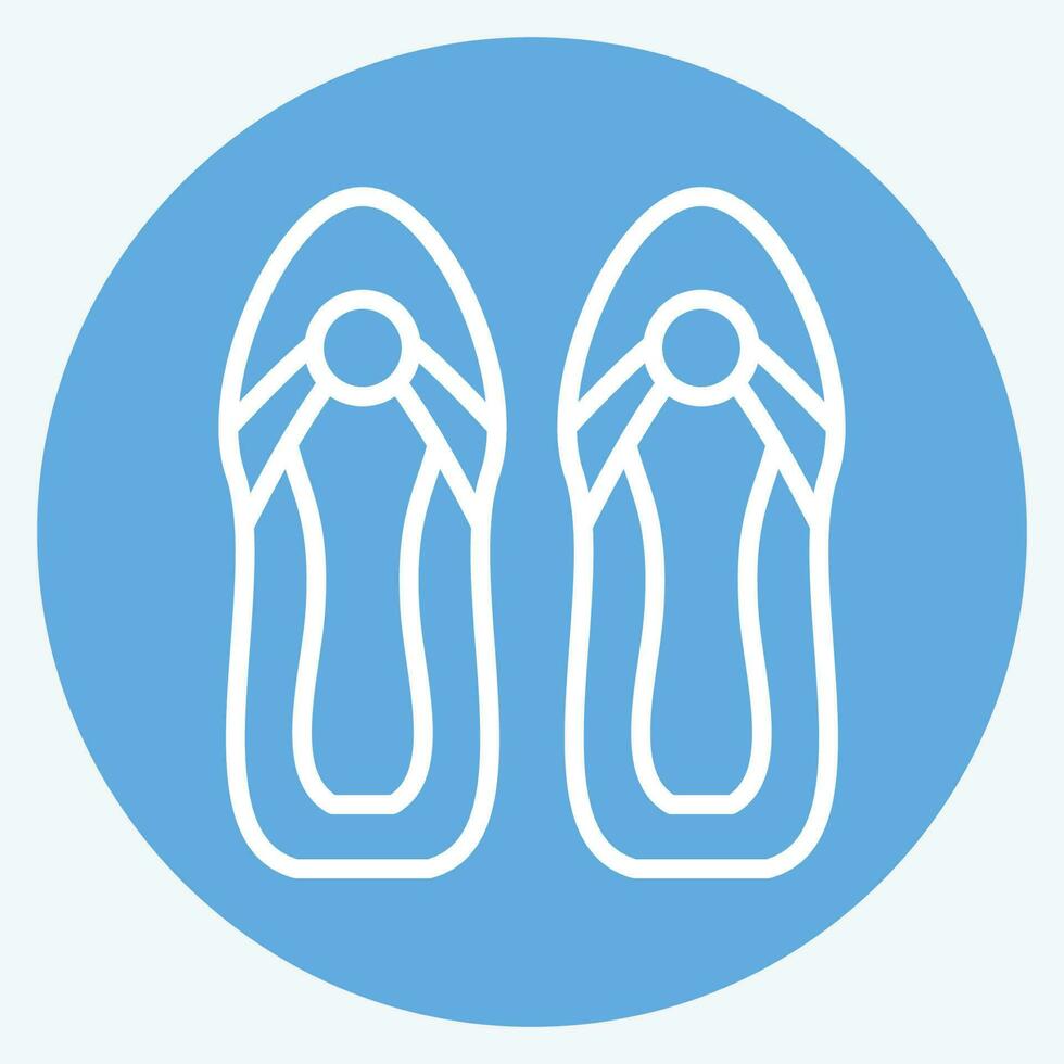Icon Sandals. related to Hawaii symbol. blue eyes style. simple design editable. vector