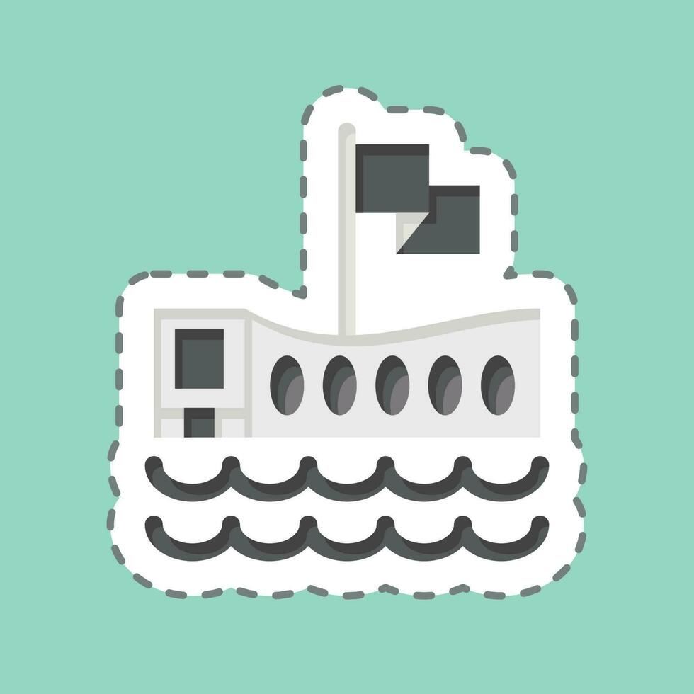 Sticker line cut USS Arizona Memorial. related to Hawaii symbol. simple design editable. vector