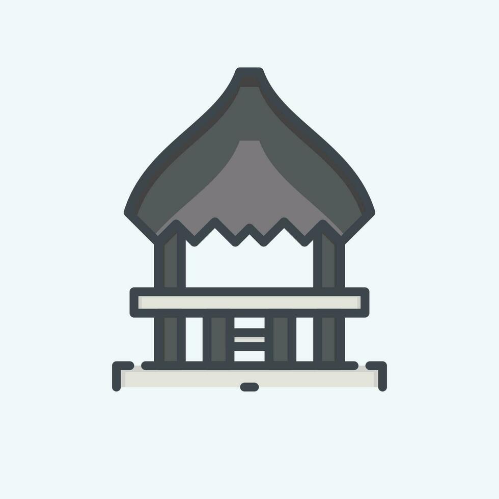Icon Pavilion Cottage. related to Hawaii symbol. doodle style. simple design editable. vector