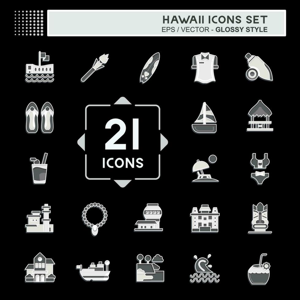 icono conjunto Hawai. relacionado a fiesta símbolo. lustroso estilo. sencillo diseño editable. vector