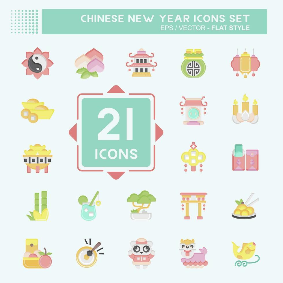Icon Set Chinese New Year. related to Education symbol. flat style. simple design editable vector