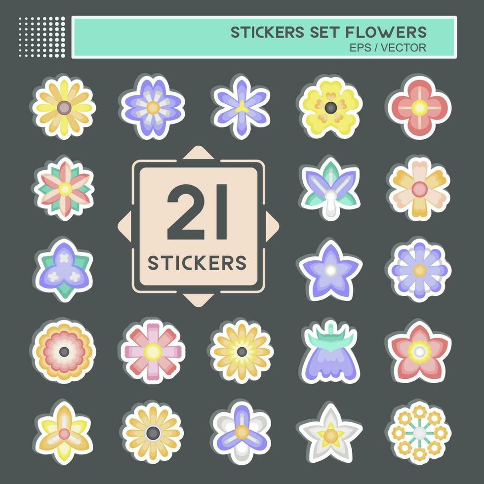 Sticker Set Flowers. related to Education symbol. simple design editable. simple illustration vector