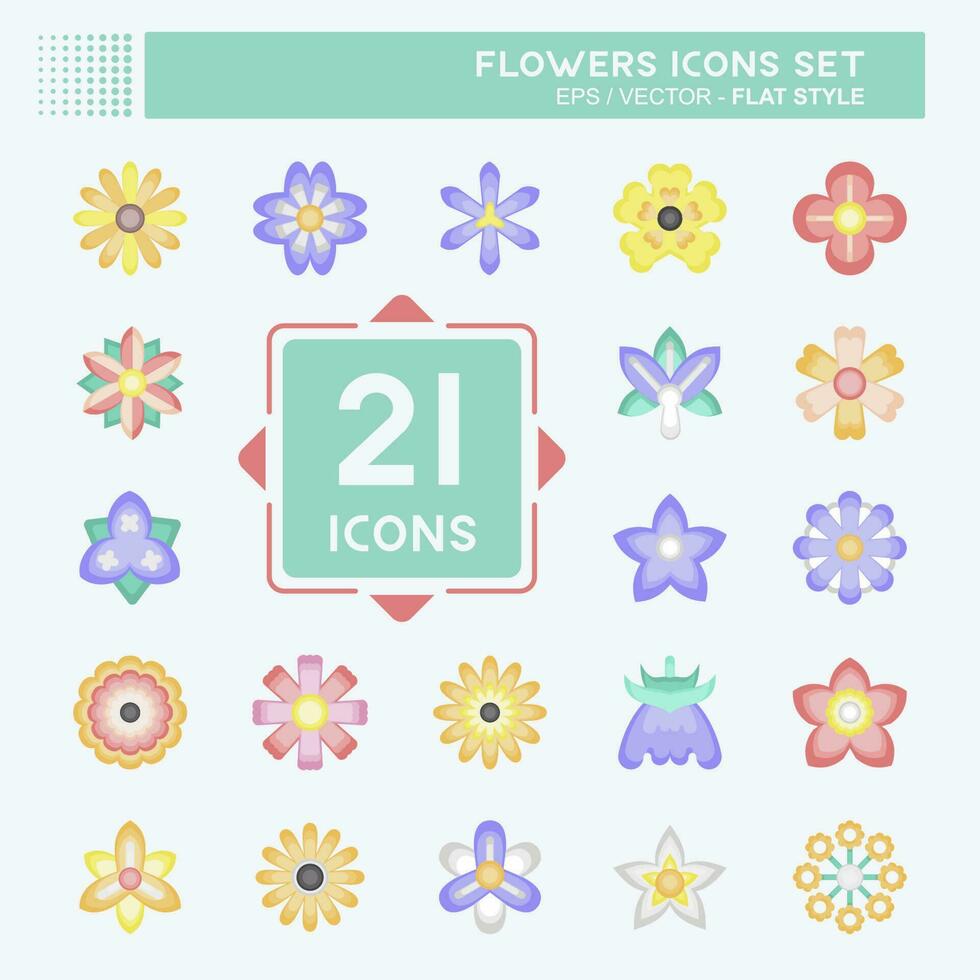 Icon Set Flowers. related to Education symbol. flat style. simple design editable. simple illustration vector