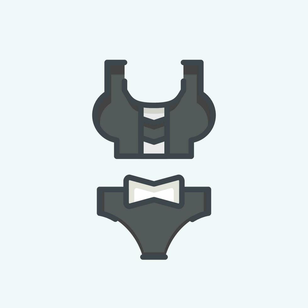 Icon Bikini. related to Hawaii symbol. doodle style. simple design editable. vector