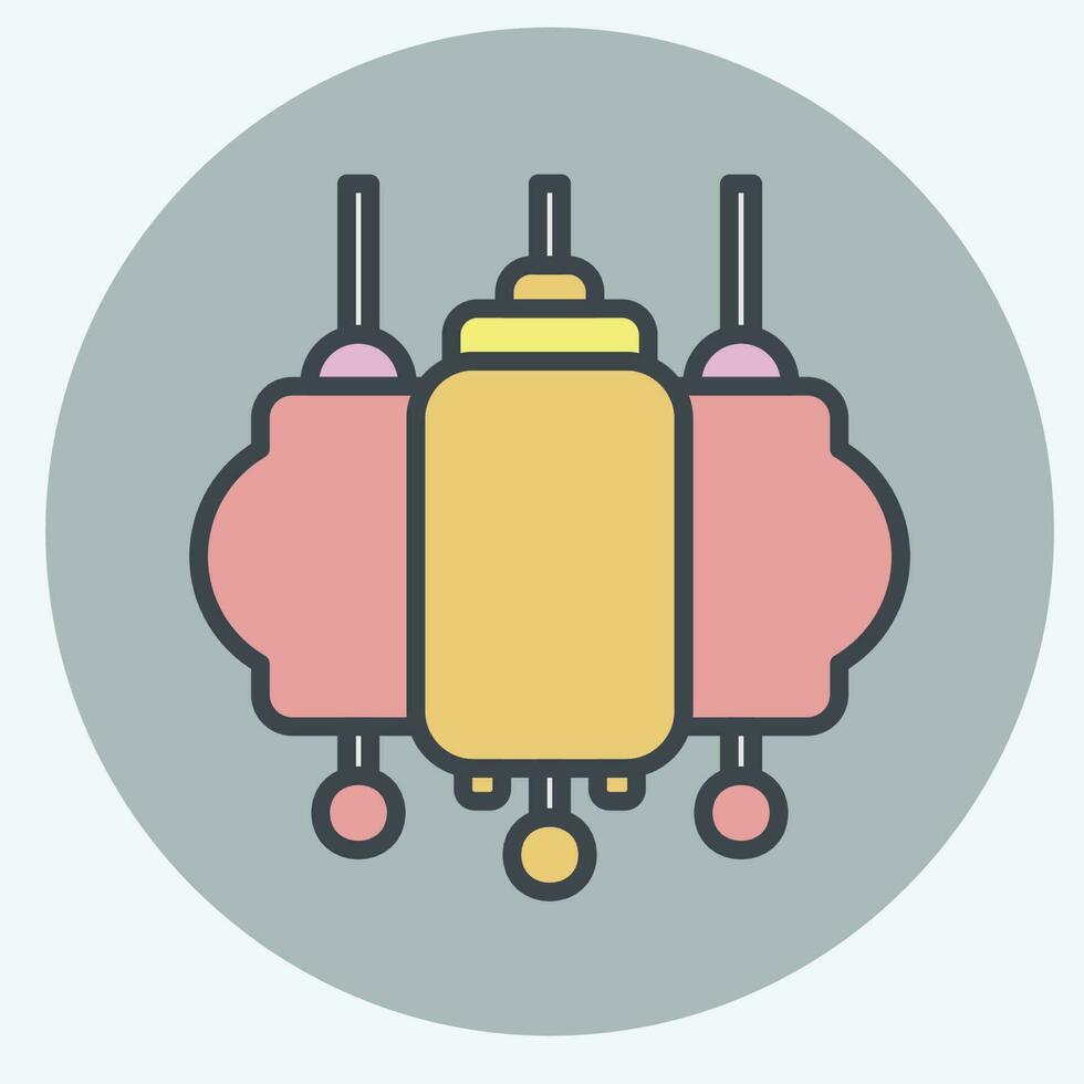 Icon Lantern. related to Chinese New Year symbol. color mate style. simple design editable vector