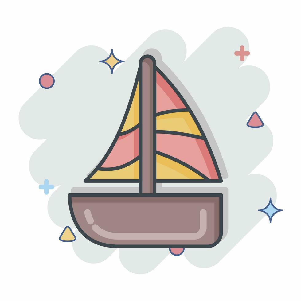 Icon Sailing. related to Hawaii symbol. comic style. simple design editable. vector