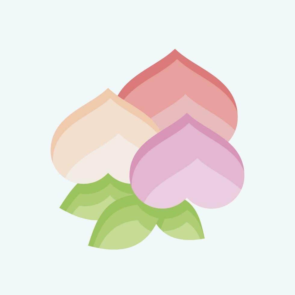 Icon Peach. related to Chinese New Year symbol. flat style. simple design editable vector