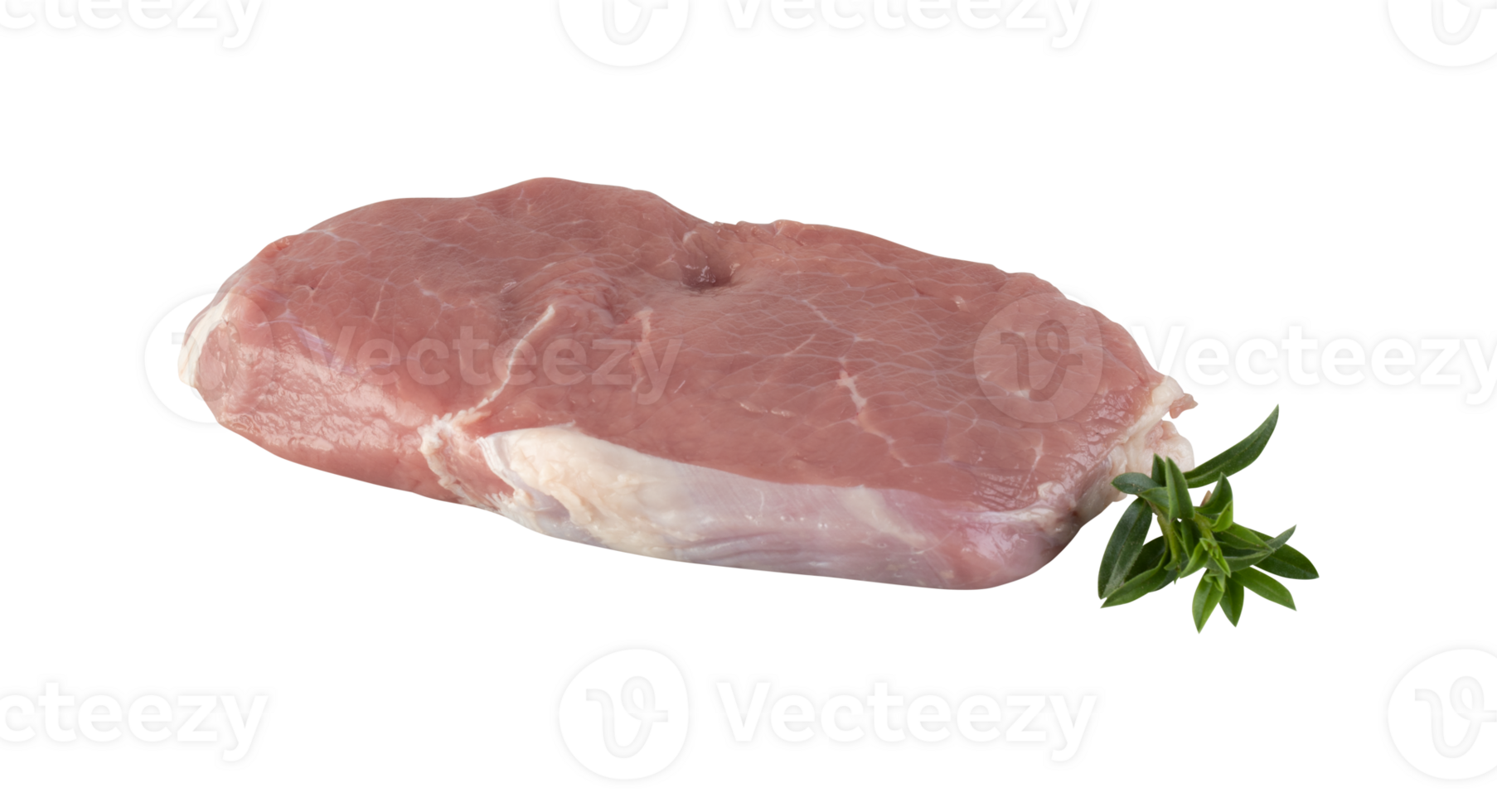 Fresh pork, cut into pieces, steak ready to be grilled with cut out isolated on transparent background png