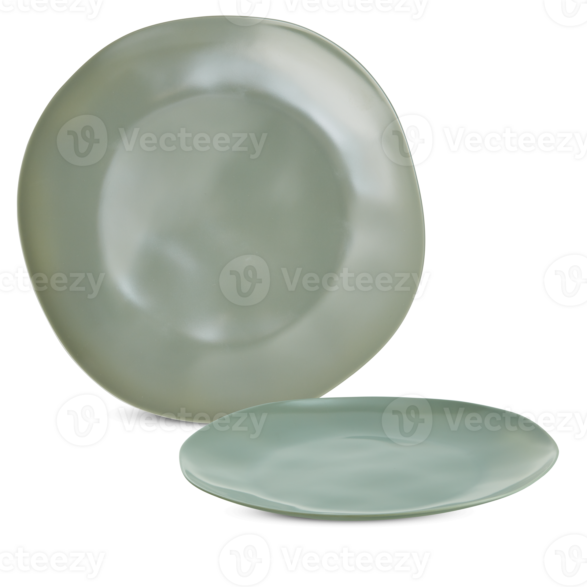 Set of cups, plates, ceramic tiles without patterns with cut out