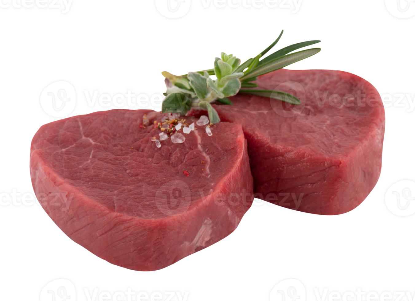 Frais porc, Couper dans pièces, steak prêt à être grillé avec Couper en dehors isolé sur transparent Contexte png