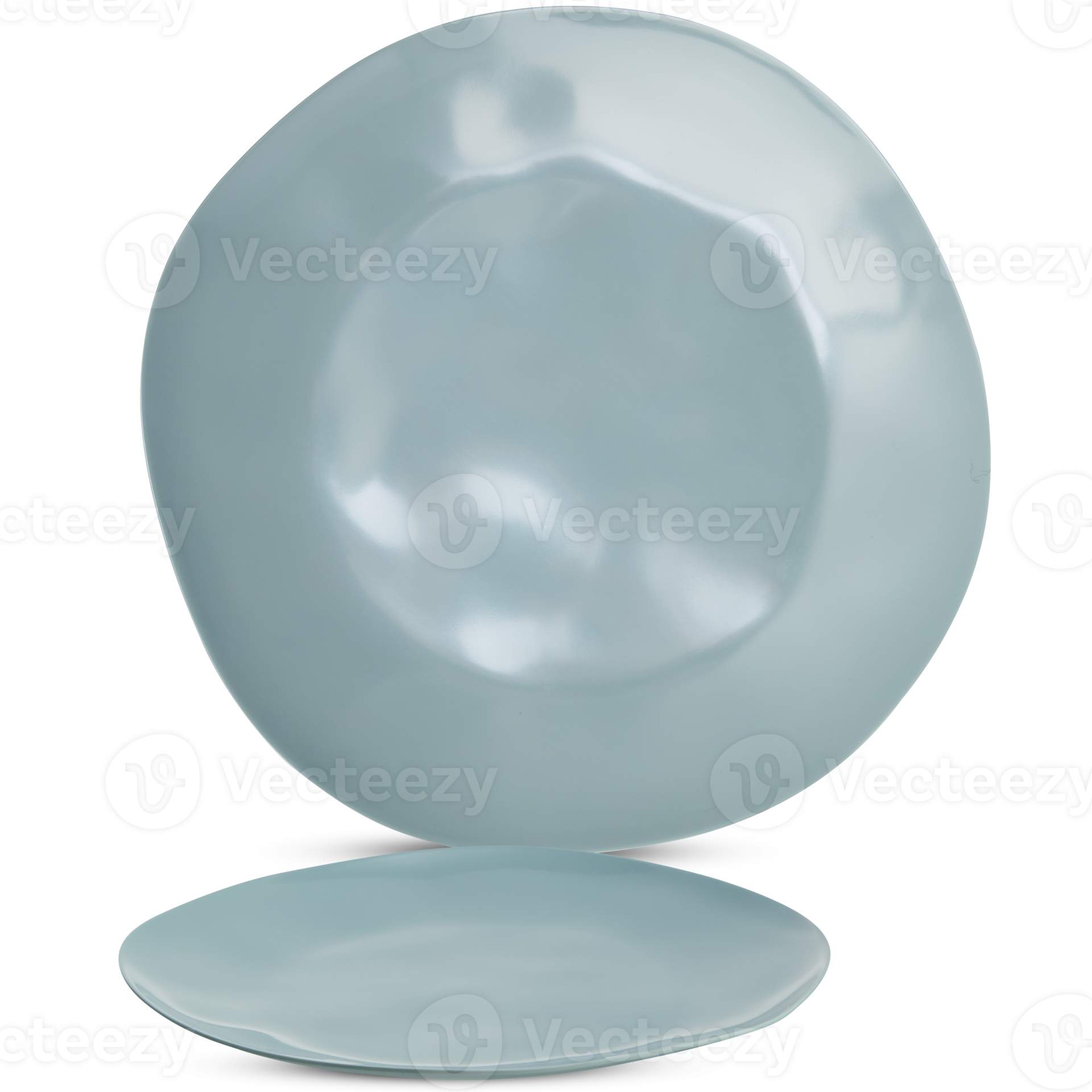 of cups plates ceramic tiles without patterns with cut out isolated on