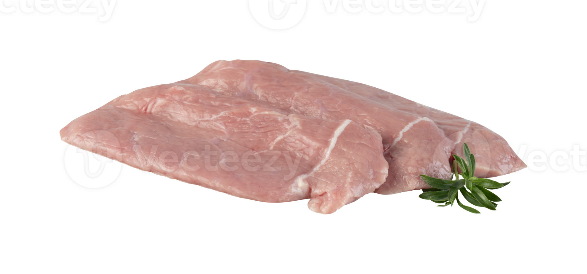Frais porc, Couper dans pièces, steak prêt à être grillé avec Couper en dehors isolé sur transparent Contexte png