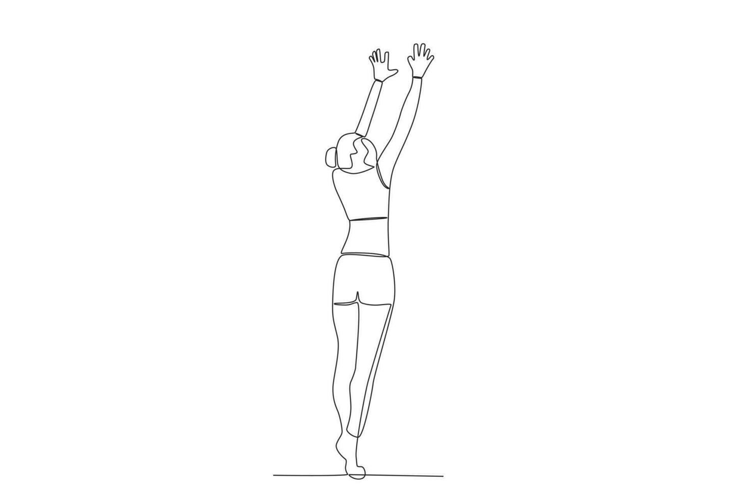 Rear view of a woman playing volleyball vector