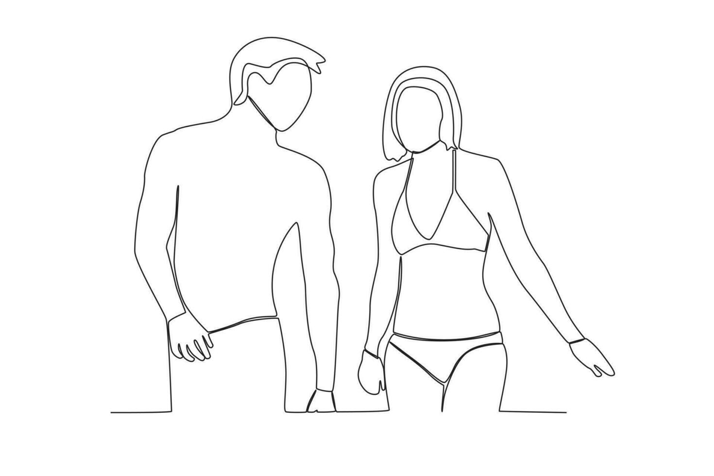 Couple on the beach in summer vector