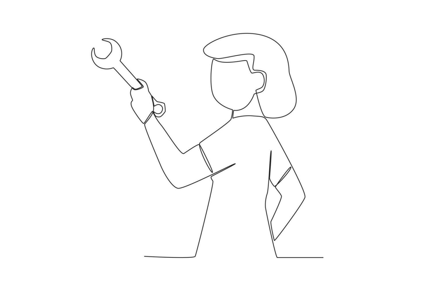 A reliable woman uses a wrench vector