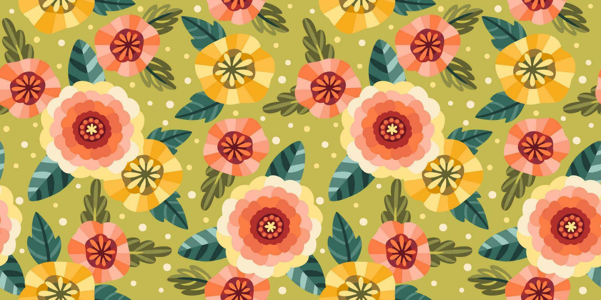 Folk floral seamless pattern. Modern abstract design for paper, cover, fabric, pacing and other users vector