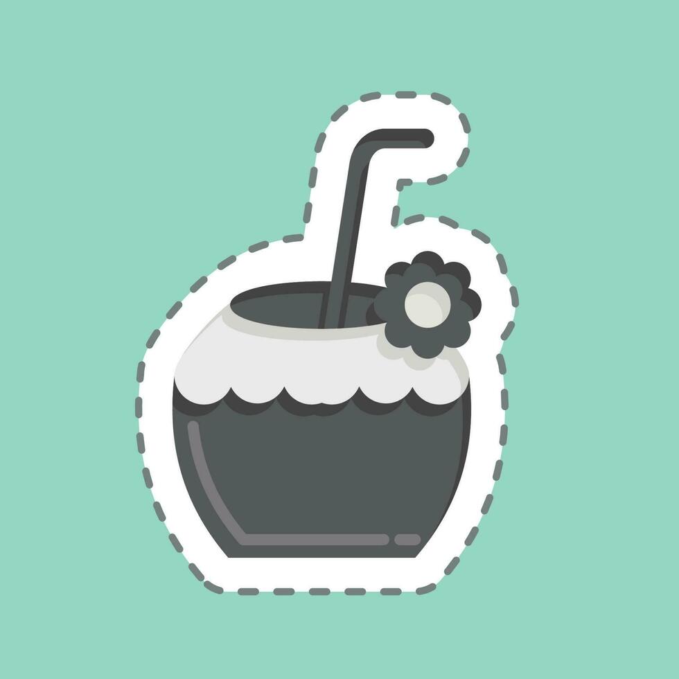 Sticker line cut Coconut. related to Hawaii symbol. simple design editable. vector