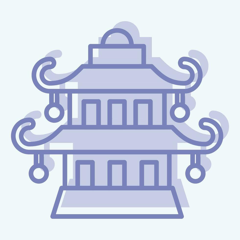 Icon Pagoda. related to Chinese New Year symbol. two tone style. simple design editable vector
