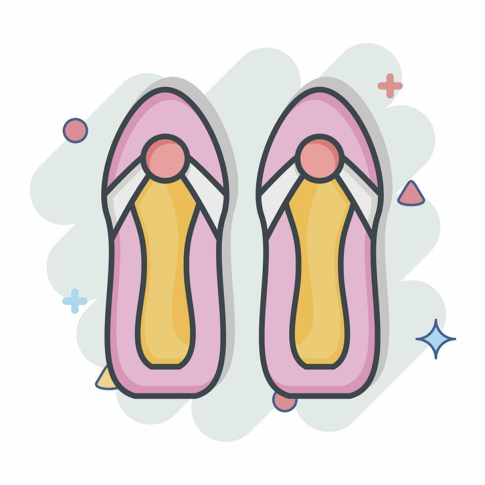 Icon Sandals. related to Hawaii symbol. comic style. simple design editable. vector