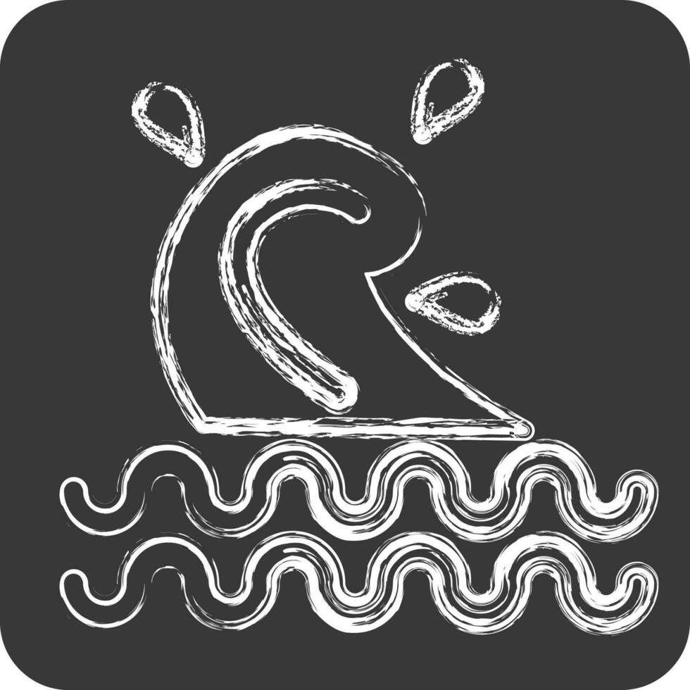 Icon Wave. related to Hawaii symbol. chalk Style. simple design editable. vector