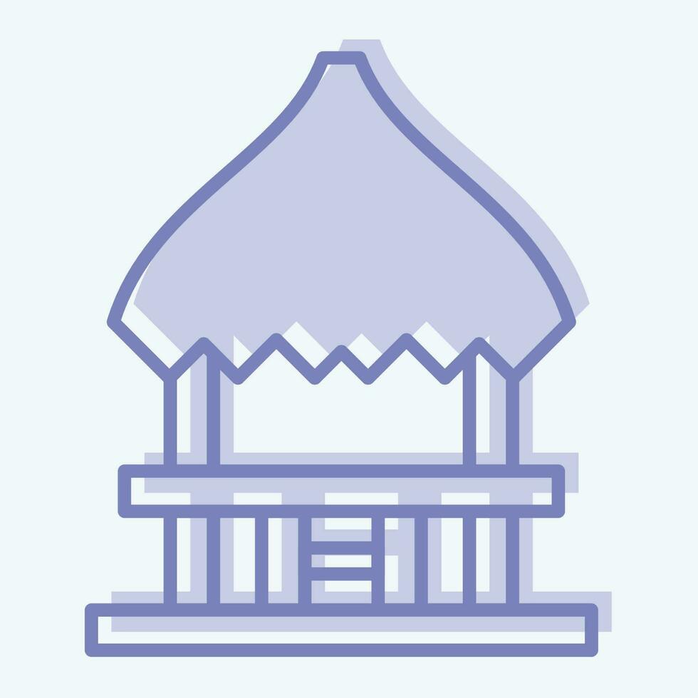 Icon Pavilion Cottage. related to Hawaii symbol. two tone style. simple design editable. vector