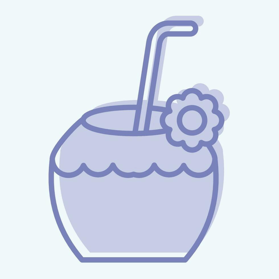 Icon Coconut. related to Hawaii symbol. two tone style. simple design editable. vector