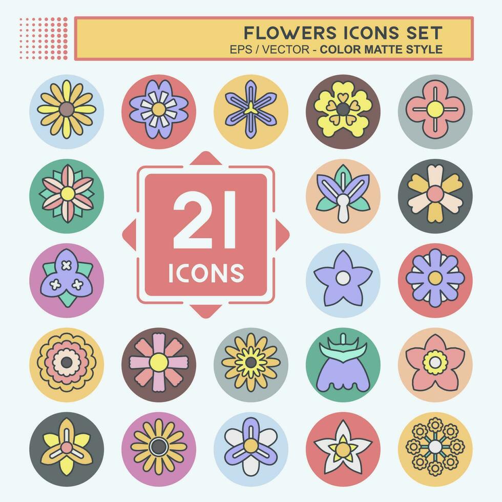 Icon Set Flowers. related to Education symbol. color mate style. simple design editable. simple illustration vector