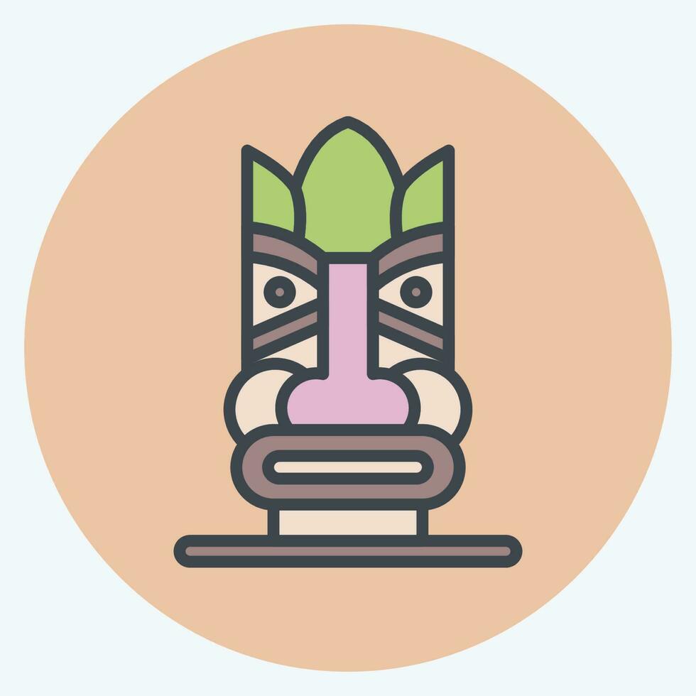 Icon Hawaiian Statue. related to Hawaii symbol. color mate style. simple design editable. vector