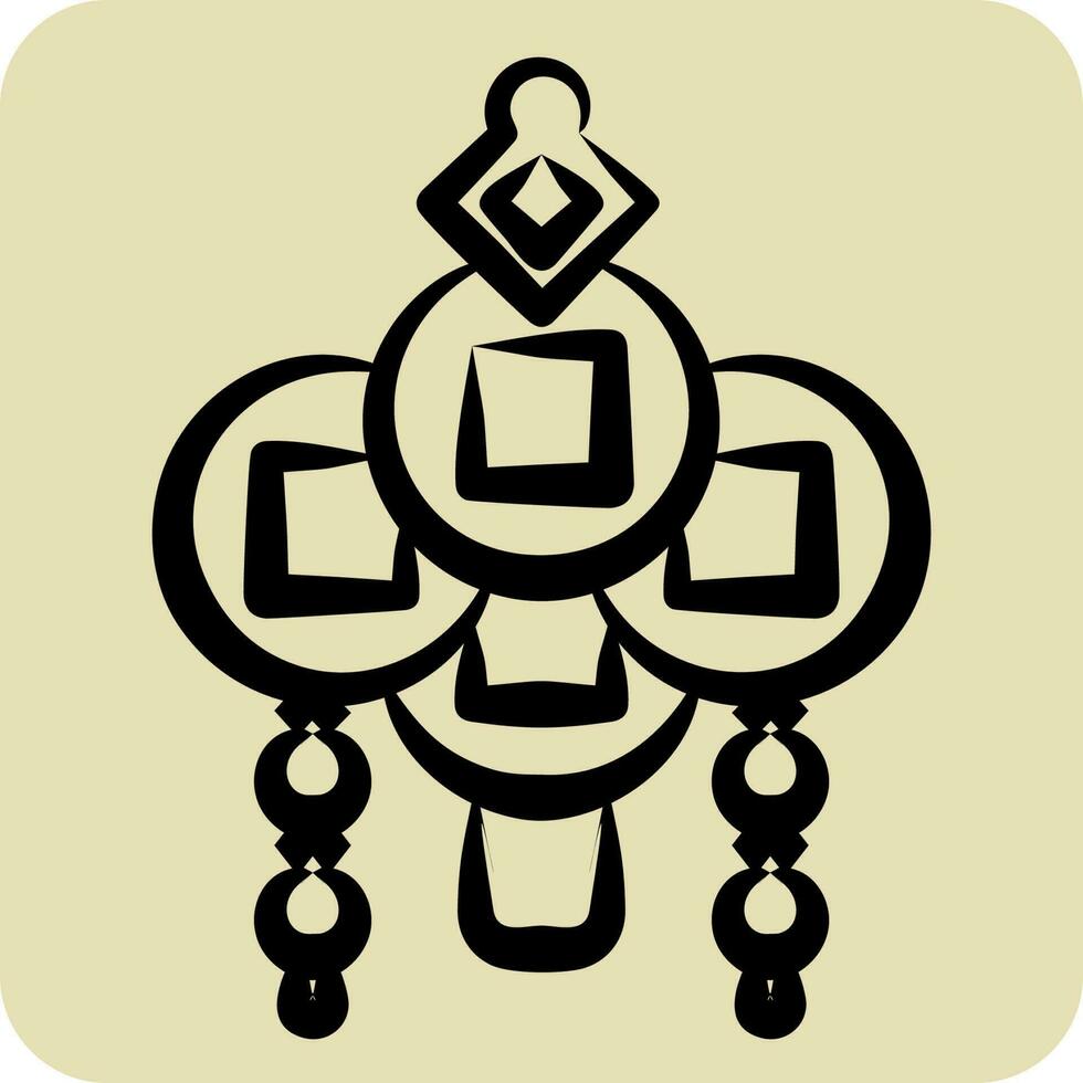 Icon Amulet. related to Chinese New Year symbol. hand drawn style. simple design editable vector